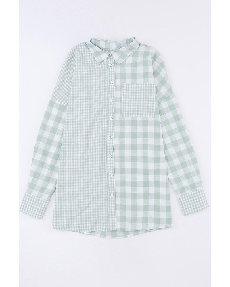 Azura Exchange Checked Patchwork Long Sleeve Shirt - XL