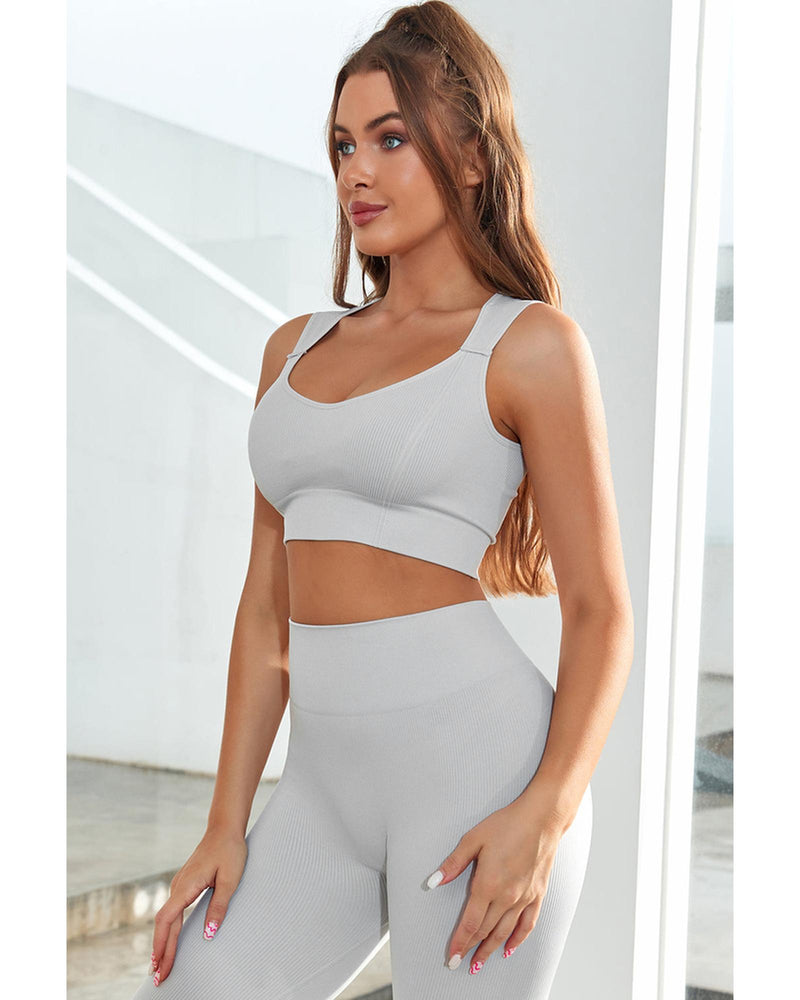 Azura Exchange Ribbed Sleeveless Gym Top with Joint Straps - M