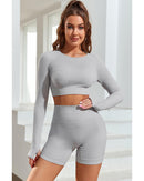 Azura Exchange Seamless Long Sleeve Crop Top - L