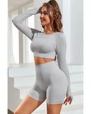 Azura Exchange Seamless Long Sleeve Crop Top - M