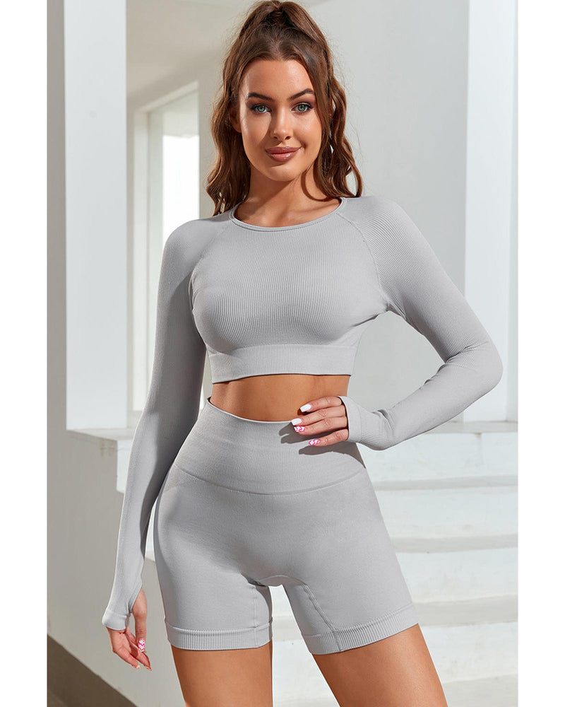 Azura Exchange Seamless Long Sleeve Crop Top - M