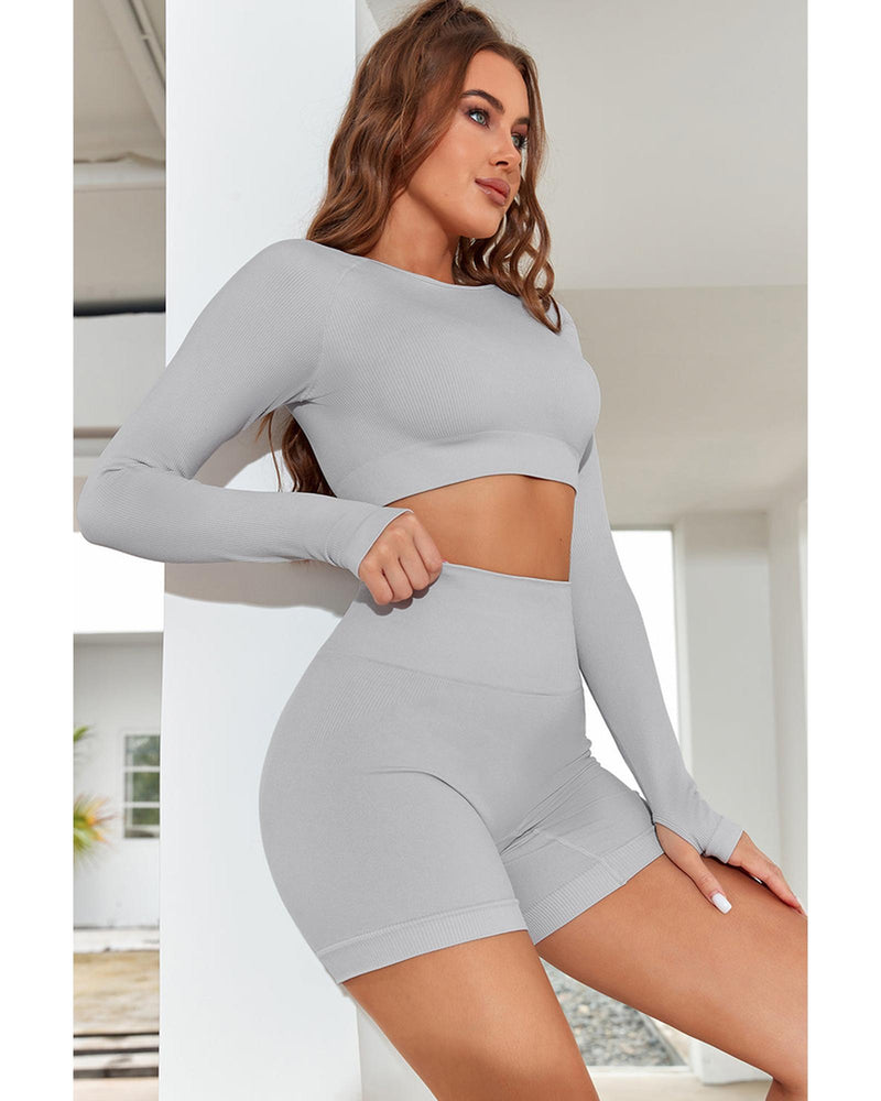 Azura Exchange Seamless Long Sleeve Crop Top - S