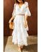 Azura Exchange Swiss Dot Print Lace Patch Layered Long Dress - S