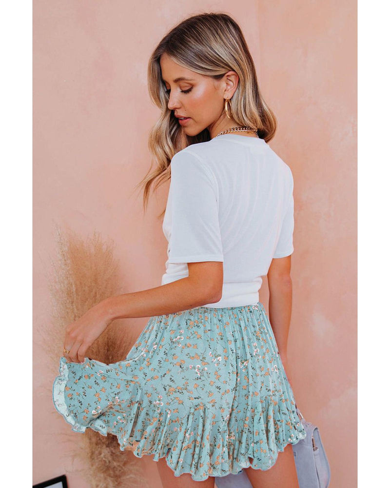 Azura Exchange Floral Ruffled Mini Skirt - L
