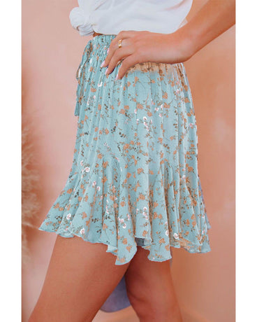 Azura Exchange Floral Ruffled Mini Skirt - XL