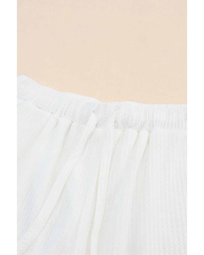 Azura Exchange Waffle Knit Lace-up High Waist Wide Leg Shorts - XL
