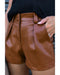 Azura Exchange Pleated Faux Leather Casual Shorts - 16 US
