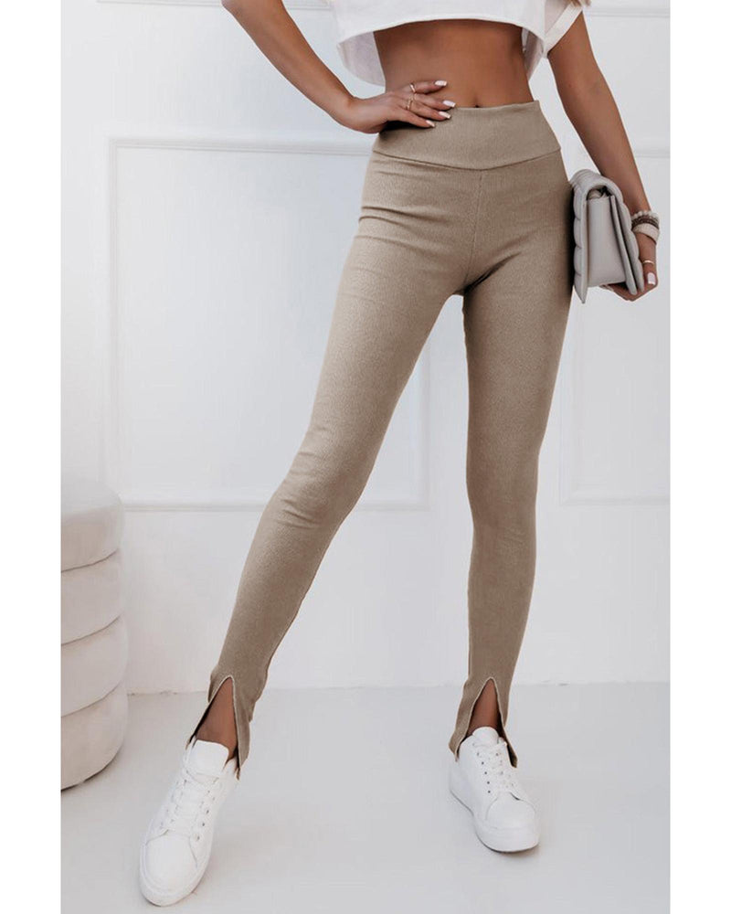 Azura Exchange Rib Knit High Waist Slit Leggings - S