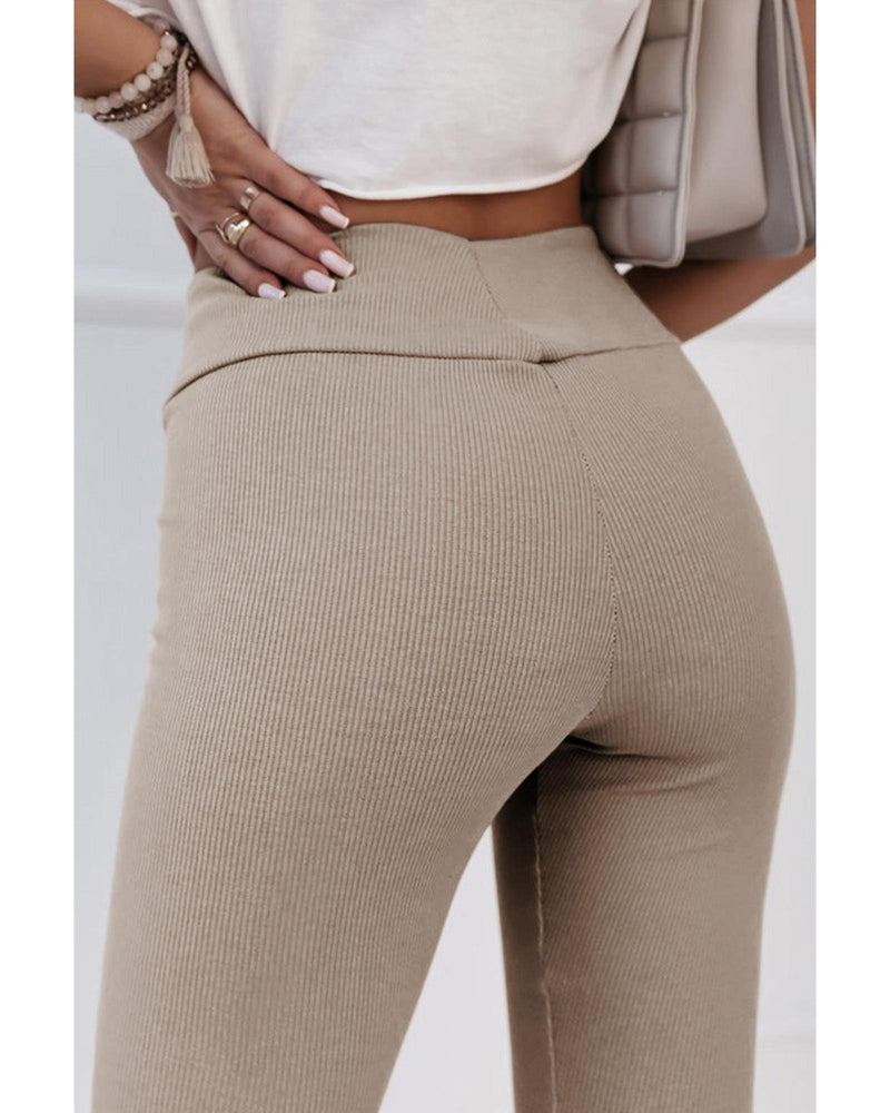 Azura Exchange Rib Knit High Waist Slit Leggings - S