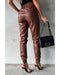 Azura Exchange Smocked High-Waist Leather Skinny Pants - M
