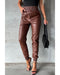 Azura Exchange Smocked High-Waist Leather Skinny Pants - S