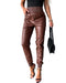Azura Exchange Smocked High-Waist Leather Skinny Pants - XL