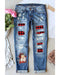 Azura Exchange Plaid Splicing Distressed Jeans - 2XL