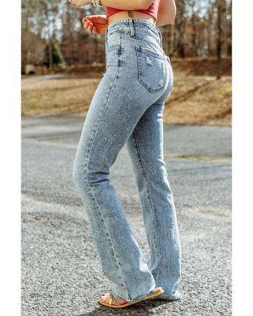 Azura Exchange Ripped Detail Flare Bottom Jeans - 8 US