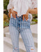 Azura Exchange Vertical Striped Ripped Flare Jeans - 6 US