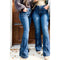 Azura Exchange High Waist Flare Jeans with Seam Stitching and Pockets - 12 US
