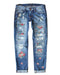 Azura Exchange Contrast Distressed Mid Waist Jeans - 2XL