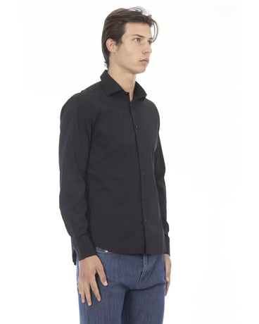 Slim Button-Front Shirt with Italian Collar and Logo Detail 44 IT Men