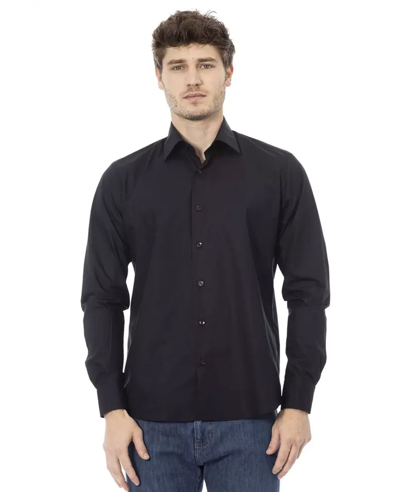 Regular Fit Italian Collar Shirt with Button Front Closure and Cuffs 40 IT Men