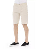 Solid Color Bermuda Shorts with Front Zipper and Button Closure. W52 US Men