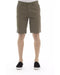 Solid Color Bermuda Shorts with Front Zipper and Button Closure W46 US Men