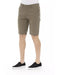 Solid Color Bermuda Shorts with Front Zipper and Button Closure W50 US Men
