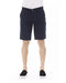 Solid Color Bermuda Shorts with Zipper and Button Closure W46 US Men
