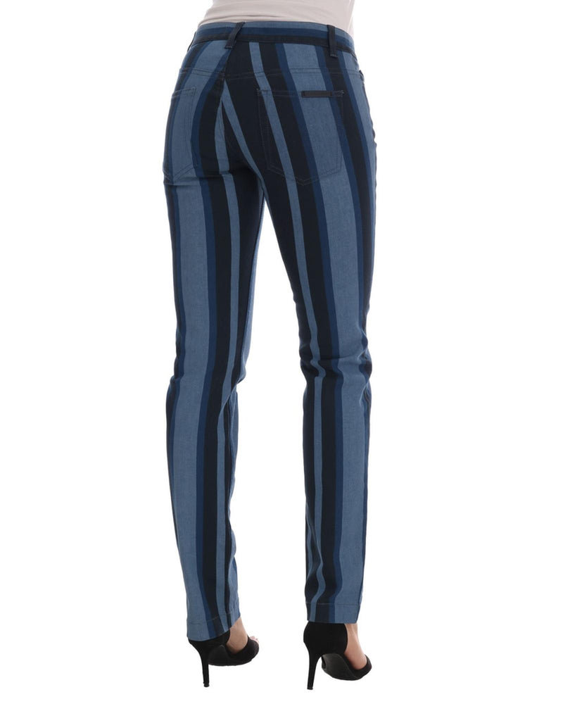 Blue Striped Cotton Stretch Denim Jeans - Dolce &amp; Gabbana 40 IT Women