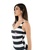 Comme Des Fuckdown Striped Swimsuit with Palm Logo Print S Women