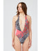 Patterned Body Swimsuit with Wide Neckline M Women