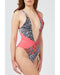 Patterned Body Swimsuit with Wide Neckline M Women