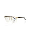 Gold Metal Clubmaster Eyeglasses with Geometric Pattern Temple One Size Women