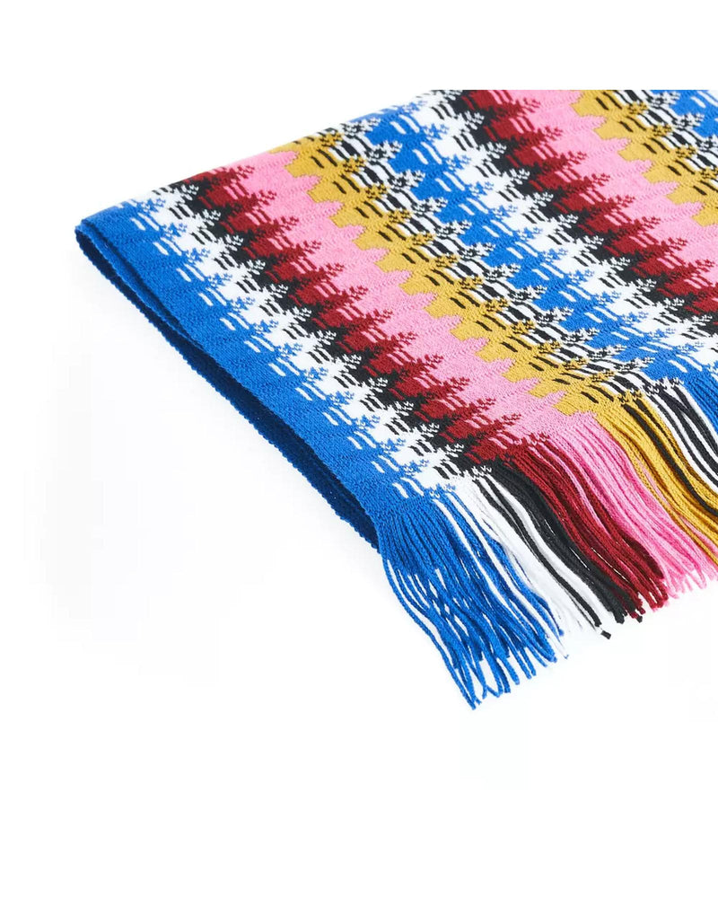 Geometric Pattern Fringed Scarf in Bright Colors One Size Women