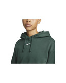 Oversized Fleece Hoodie with Embroidered Swoosh Design - XS