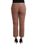 100% Authentic  Mid Waist Cotton Tapered Cropped Pants with Logo Details