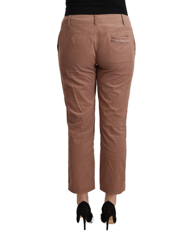 100% Authentic  Mid Waist Cotton Tapered Cropped Pants with Logo Details
