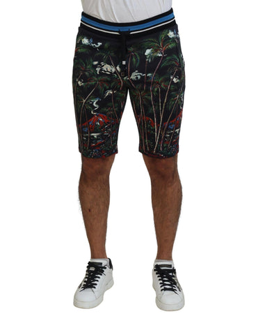 Black Volcano Print Knee Length Shorts by Dolce & Gabbana 44 IT Men