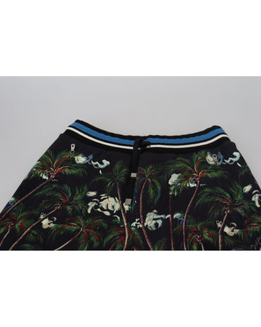 Black Volcano Print Knee Length Shorts by Dolce & Gabbana 44 IT Men