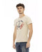 Short Sleeve T-shirt with Round Neck and Front Print - L
