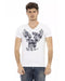 Short Sleeve T-shirt with V-neck and Front Print