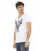 Short Sleeve T-shirt with V-neck and Front Print