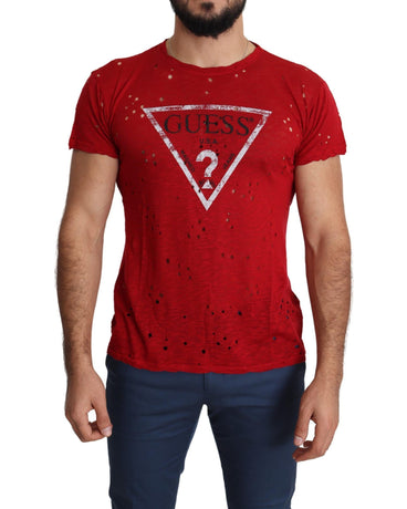 Authentic Guess Red Cotton Stretch T-shirt L Men