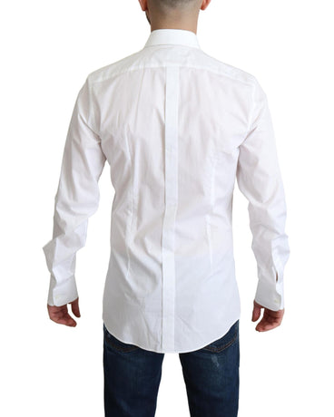 Dolce & Gabbana White Cotton Poplin Shirt with Contrasting Buttons 38 IT Men