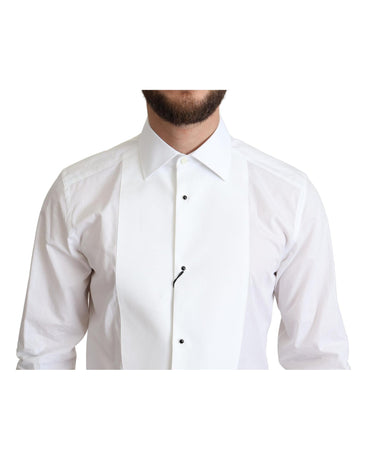Dolce & Gabbana White Cotton Poplin Shirt with Contrasting Buttons 38 IT Men