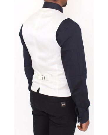 Dolce & Gabbana White Cotton Silk Blend Dress Vest 44 IT Men