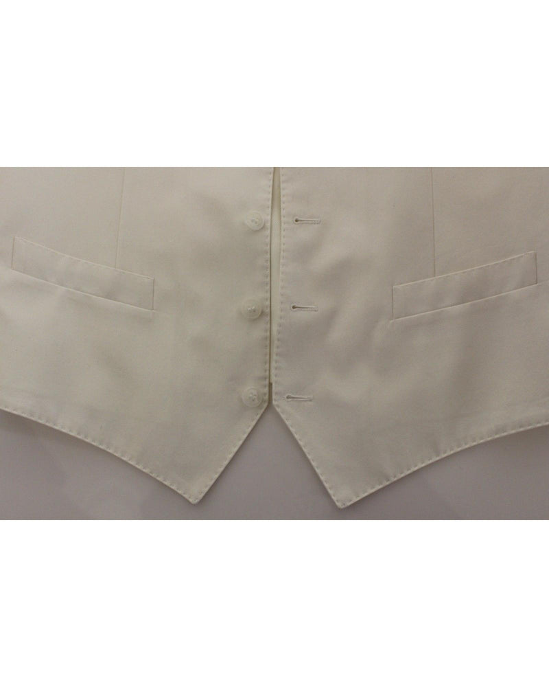 Dolce &amp; Gabbana White Cotton Silk Blend Dress Vest 44 IT Men