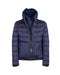 Blue Metallic Hooded Jacket with Zip Closure and Removable Vest M Men
