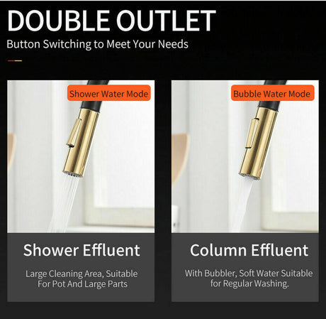 2023 Brushed Gold Spout Matte Black pull out with spray function kitchen mixer tap faucet
