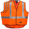 3x HUSKI Hi Vis Patrol Vest 3M Tape Safety Workwear High Visibility Bulk - Orange - L