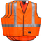 3x HUSKI Hi Vis Patrol Vest 3M Tape Safety Workwear High Visibility Bulk - Orange - M